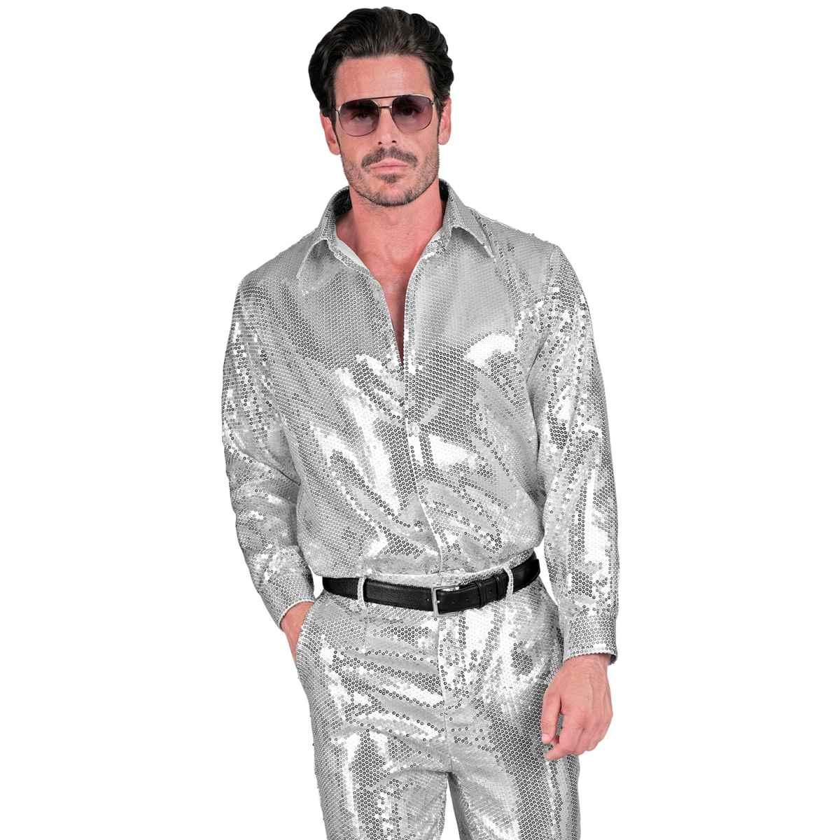 Camicia Party Disco Paillettes Argento |Uomo_C3_01609