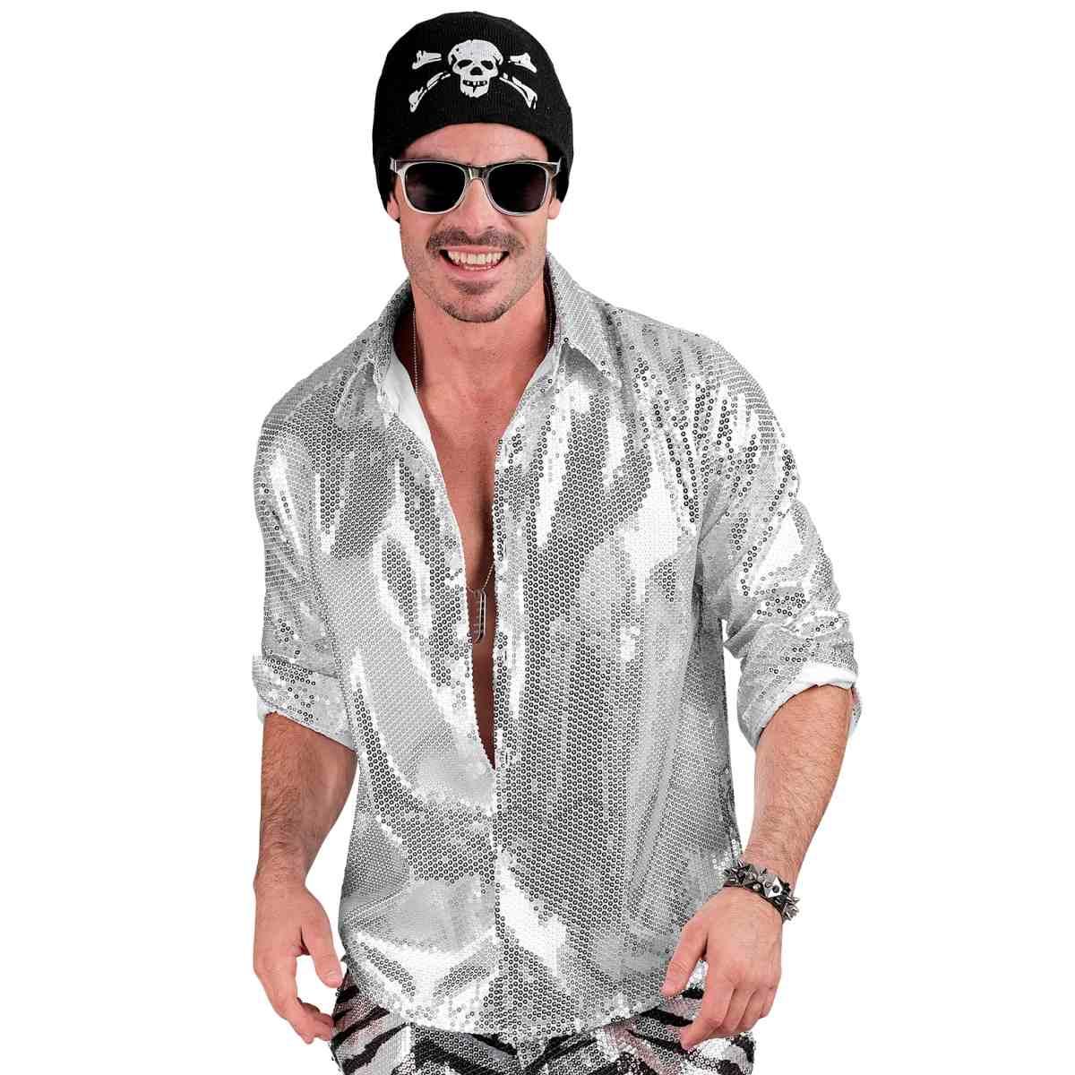 Camicia Party Disco Paillettes Argento |Uomo_C3_01609