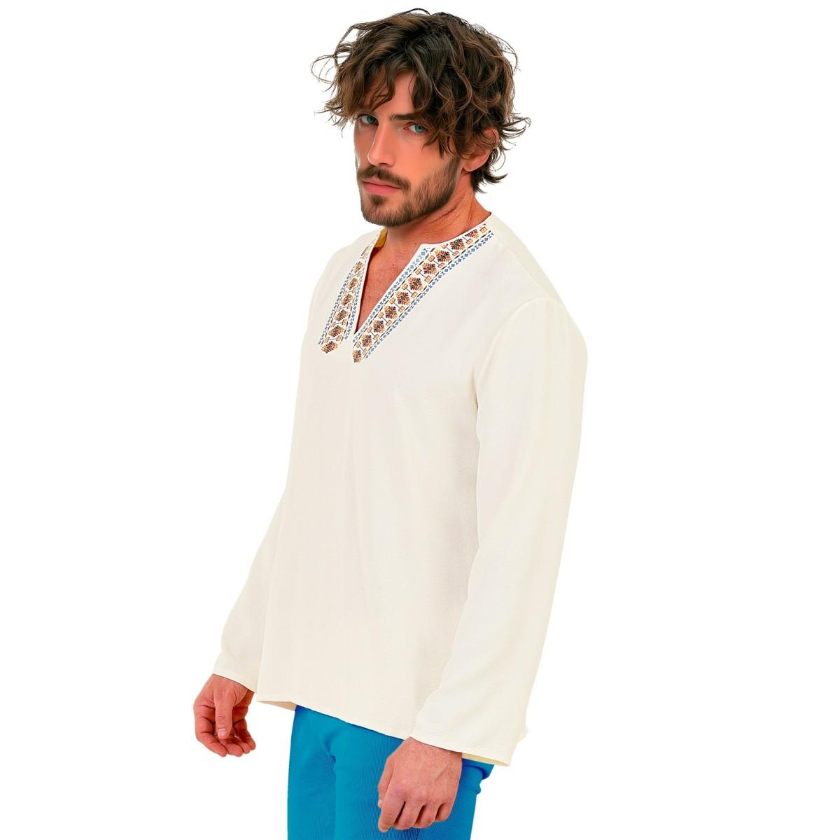 Camicia Hippie Beige con Ricami |Uomo_TN_09995