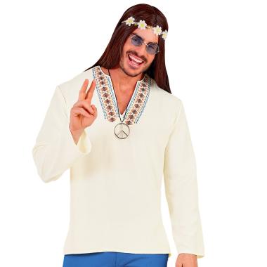 Camicia Hippie Beige con Ricami |Uomo