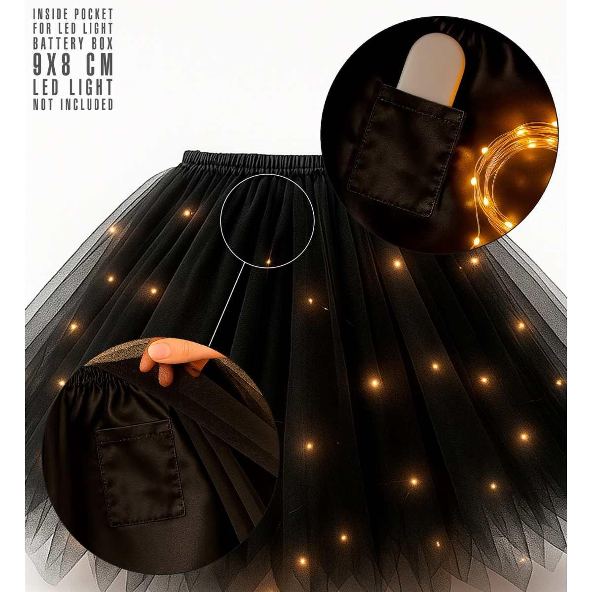 Gonna cm.50 Nera Tulle con Tasca Interna |Donna_907