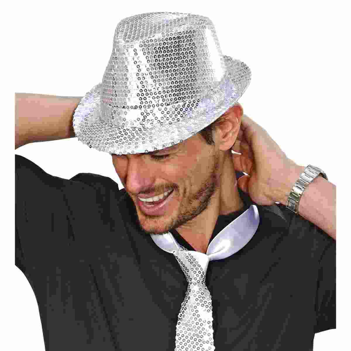 Cappello Borsalino Fedora Argento con Paillettes |_604