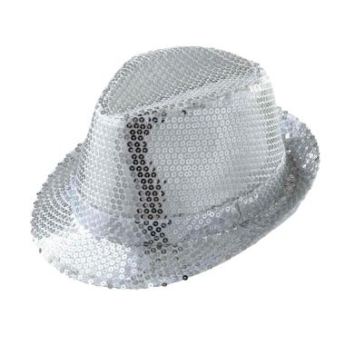 Cappello Borsalino Fedora Argento con Paillettes |_604