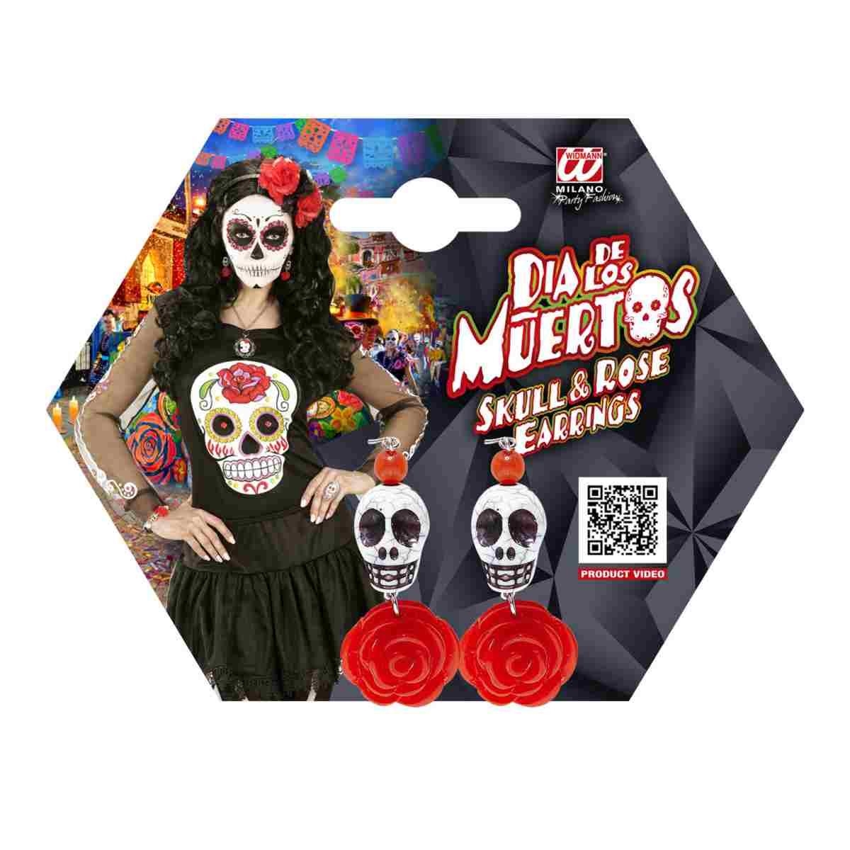 Orecchini con Teschio e Rose |_069