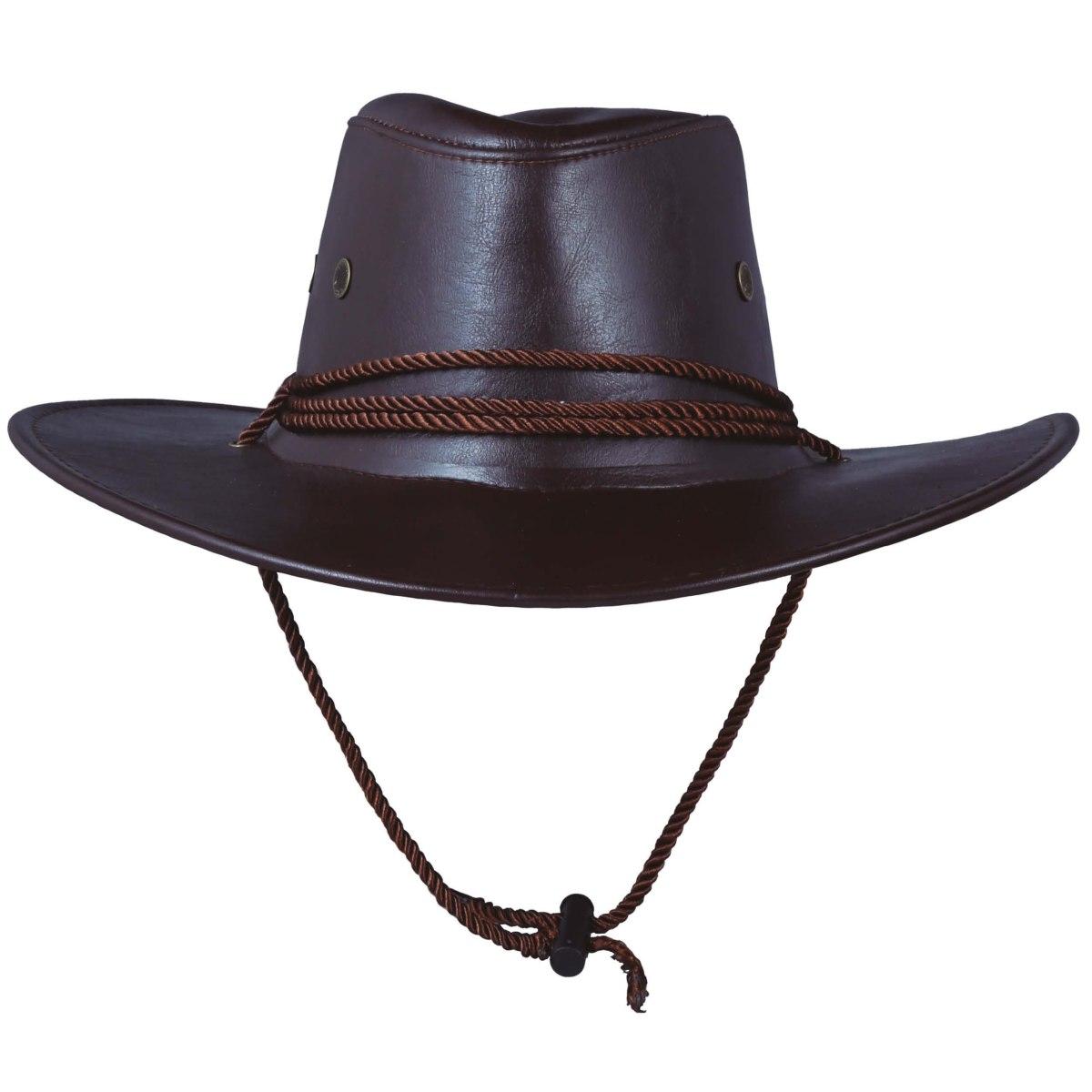 Cappello cowboy similpelle marrone cordincino