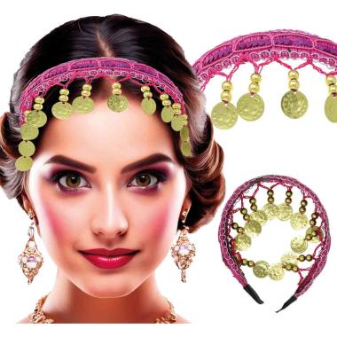 Copricapo Gitana Rosa con Monete |_710