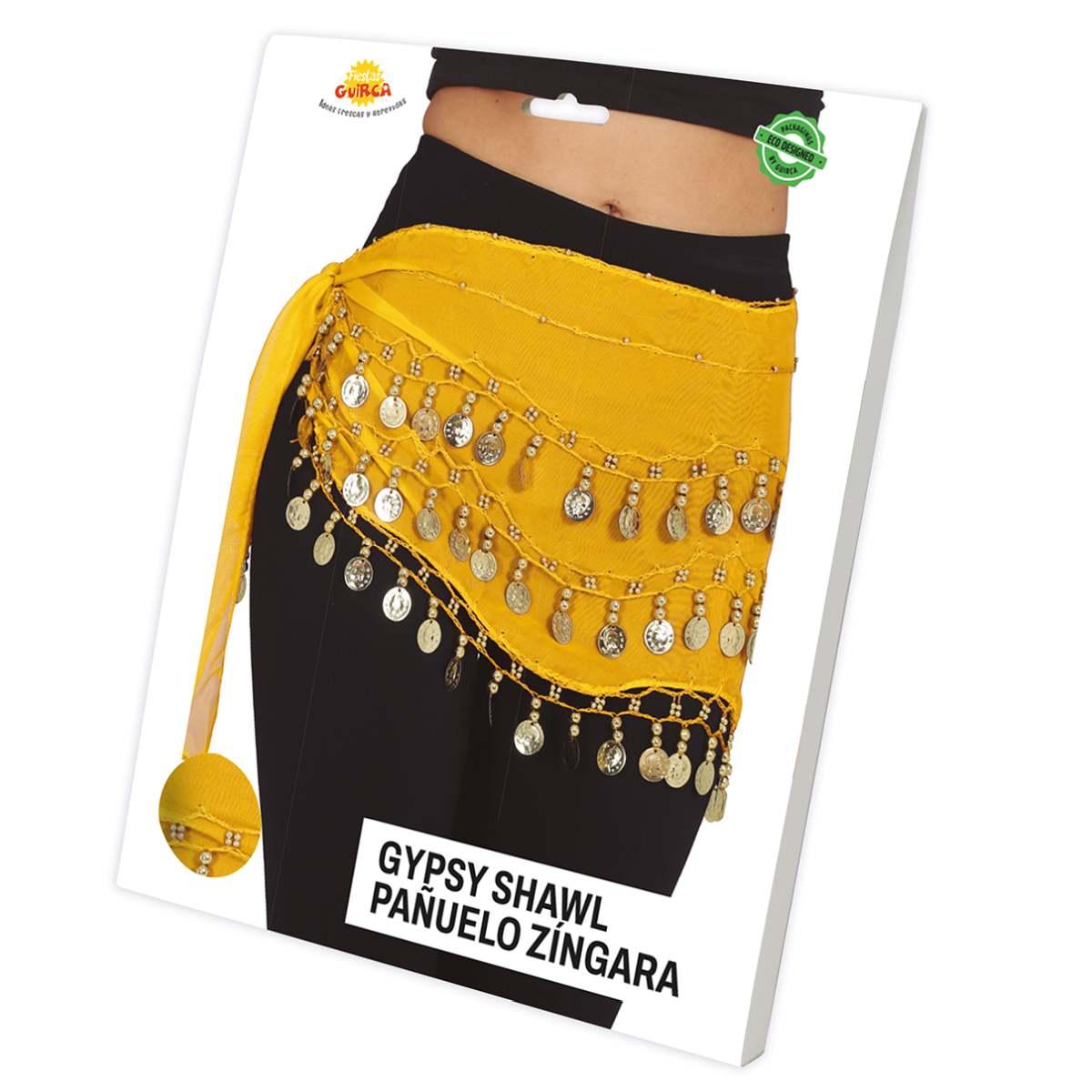 Foulard Gitana Giallo con Monete |_158