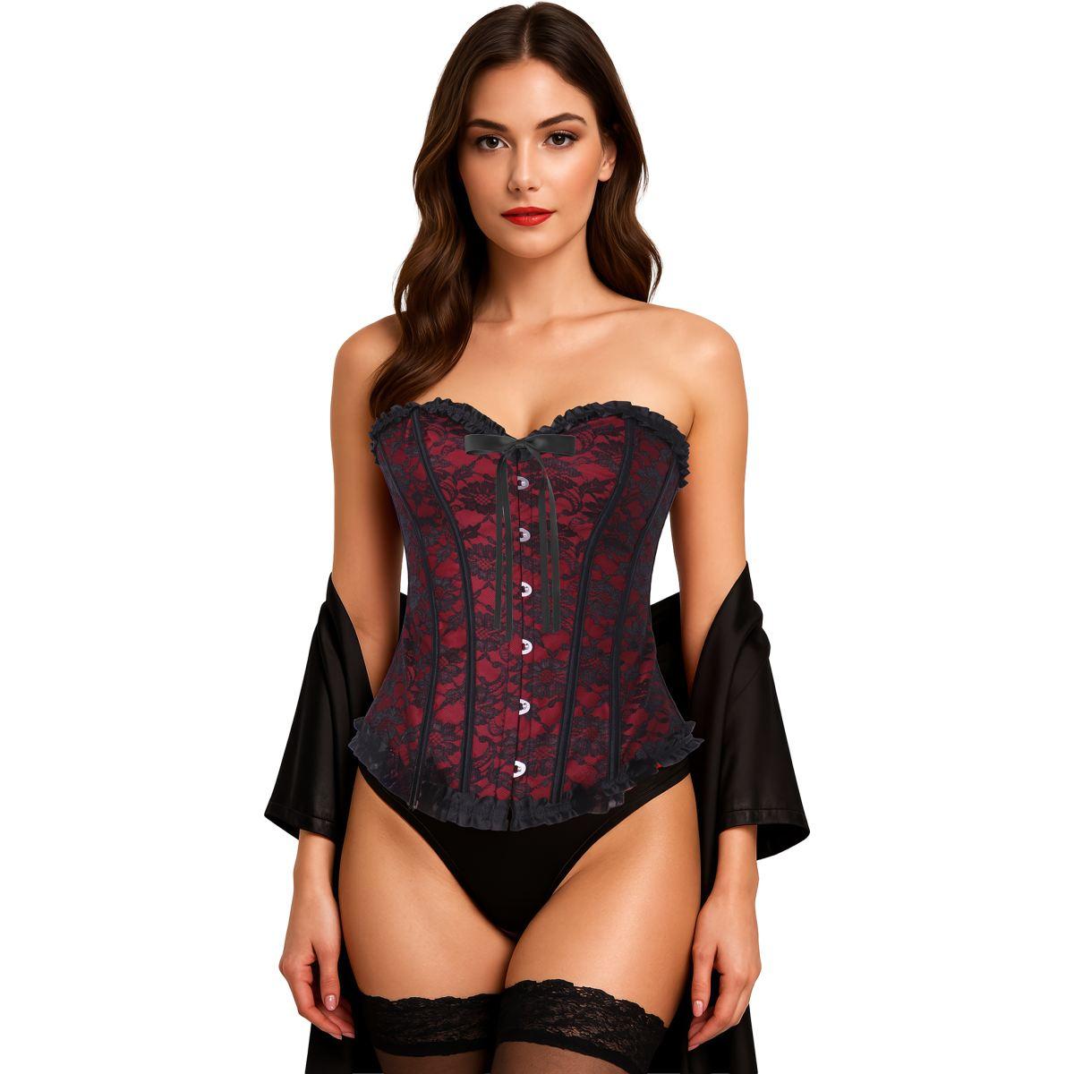 Bustino Corpetto Bordeaux Ricamato |Donna