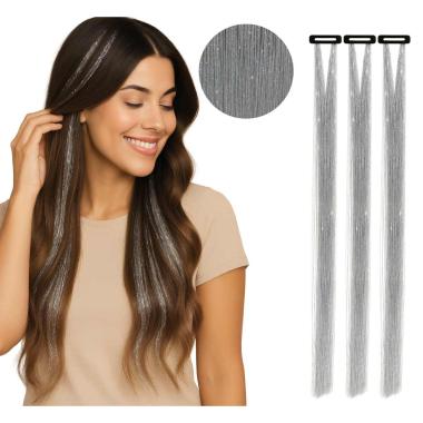 Estensione Capelli con Argento Glitter cm.50 pz.3|_677
