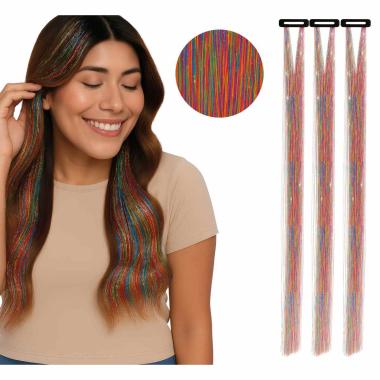 Estensione Capelli Multicolor Glitter cm.50 pz.3|_684