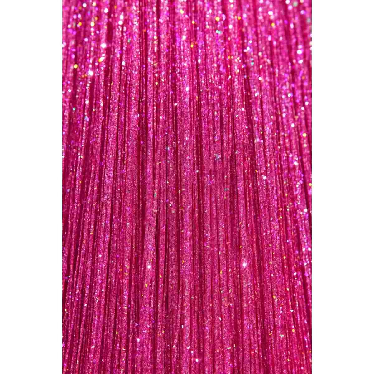 Estensione Capelli Rosa Glitter cm.50 pz.3|_714
