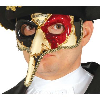 Maschera Viso Cartapesta con Naso Lungo Decorata |_258