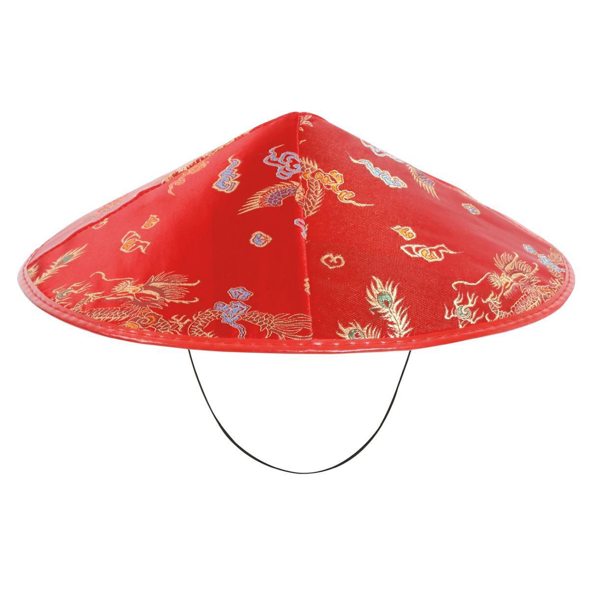 Cappello Cinese Rosso con Decori |_548