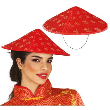 Cappello Cinese Rosso con Decori |_548