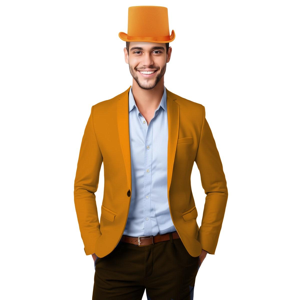 Cappello Cilindro Arancione Raso |_996