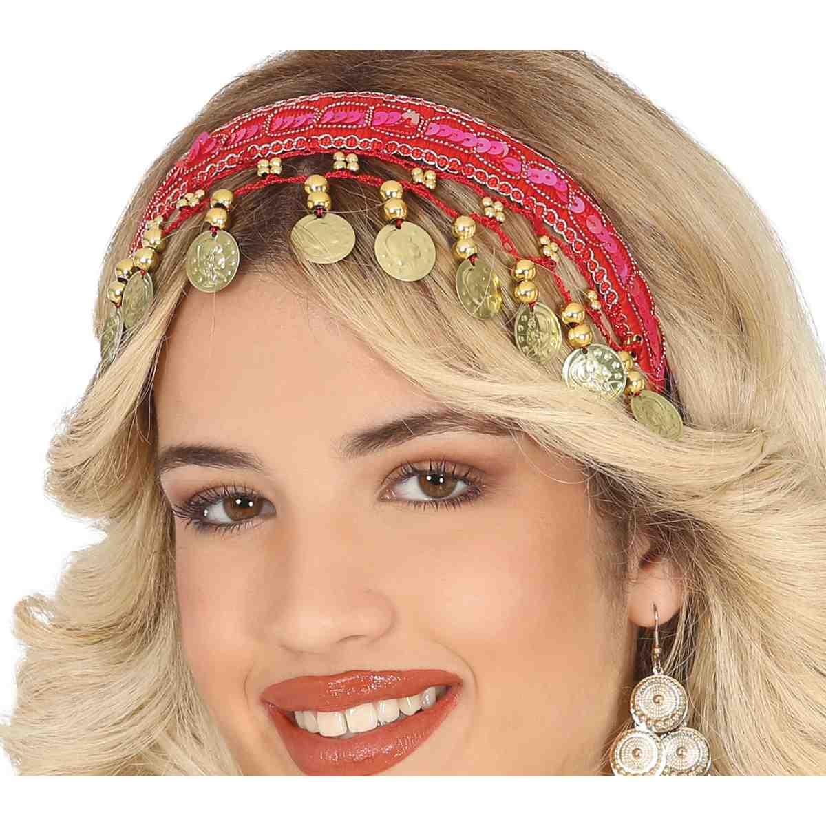 Copricapo Gitana Rosso con Monete |_795