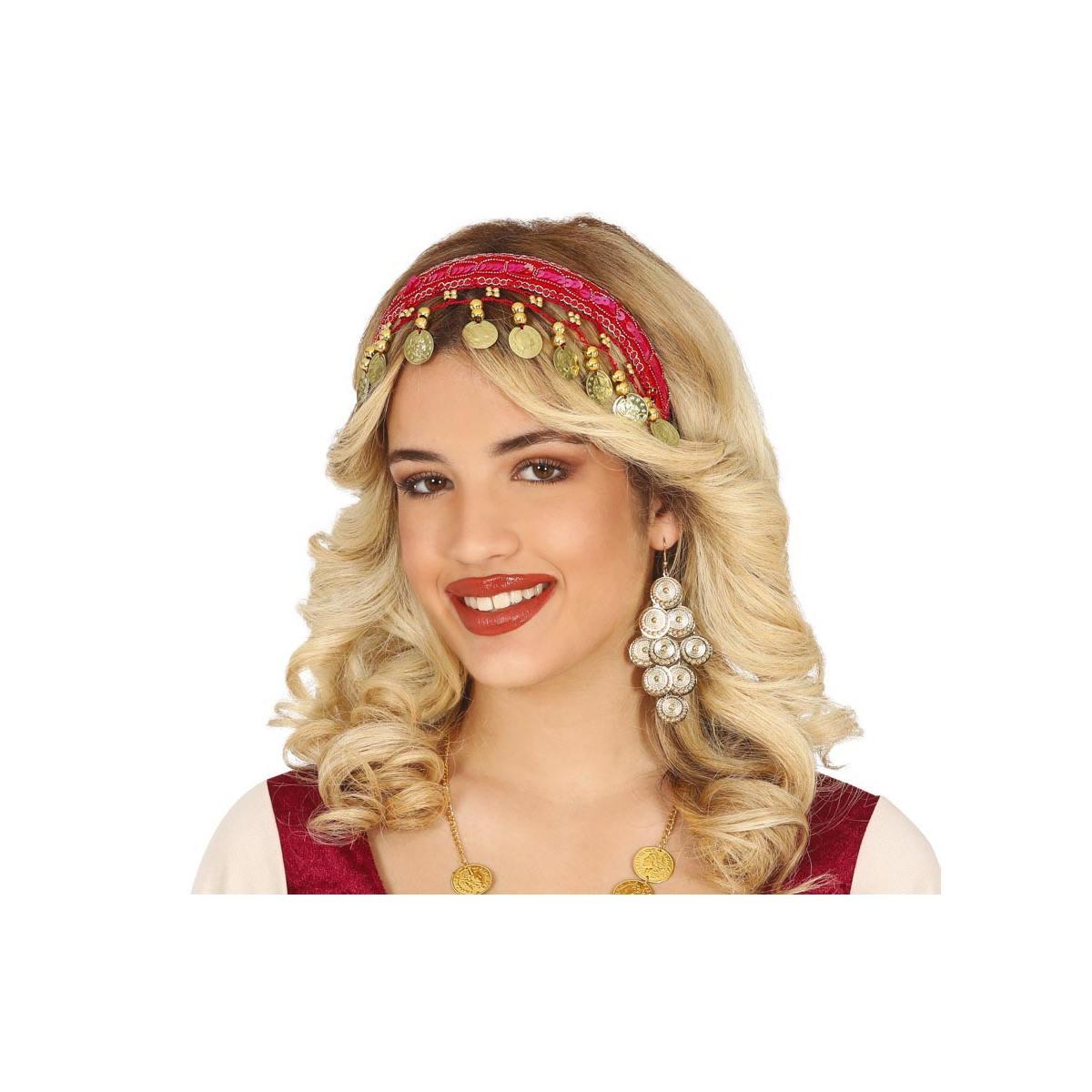 Copricapo Gitana Rosso con Monete |_795