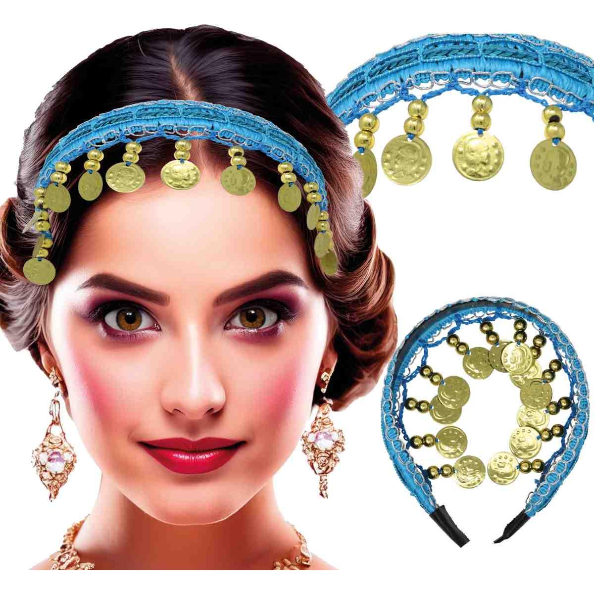 Copricapo Gitana Azzurro con Monete |_727