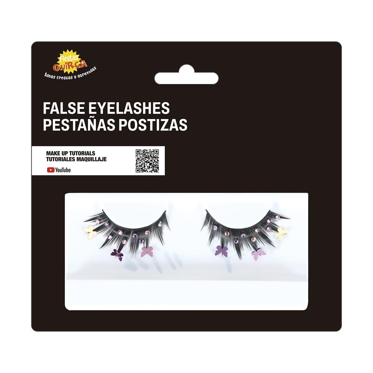 Trucco Ciglia Nere con Farfalle Rosa|_979