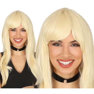Parrucca Bionda Mossa Lunga con Frangia |_494