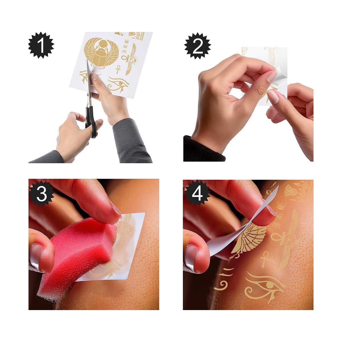 Tatuaggi Viso Corpo Rimovibili Egiziani Oro |Guirca_425
