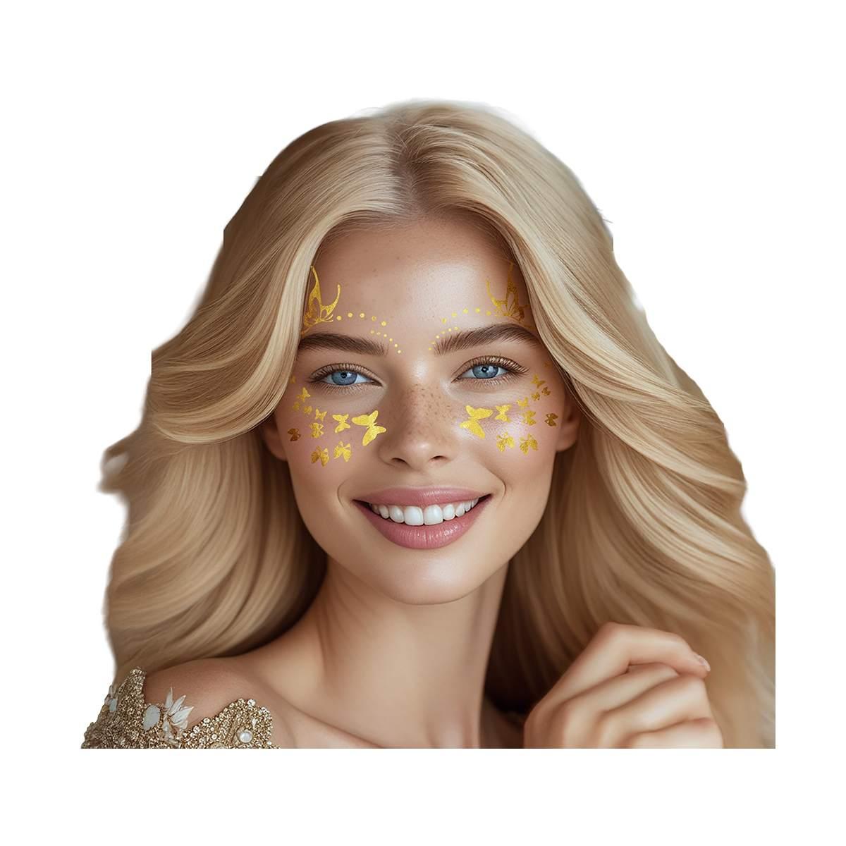 Tatuaggi Viso Rimovibili Farfalla Oro |Guirca_650