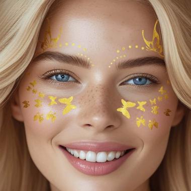 Tatuaggi viso rimovibili farfalla oro