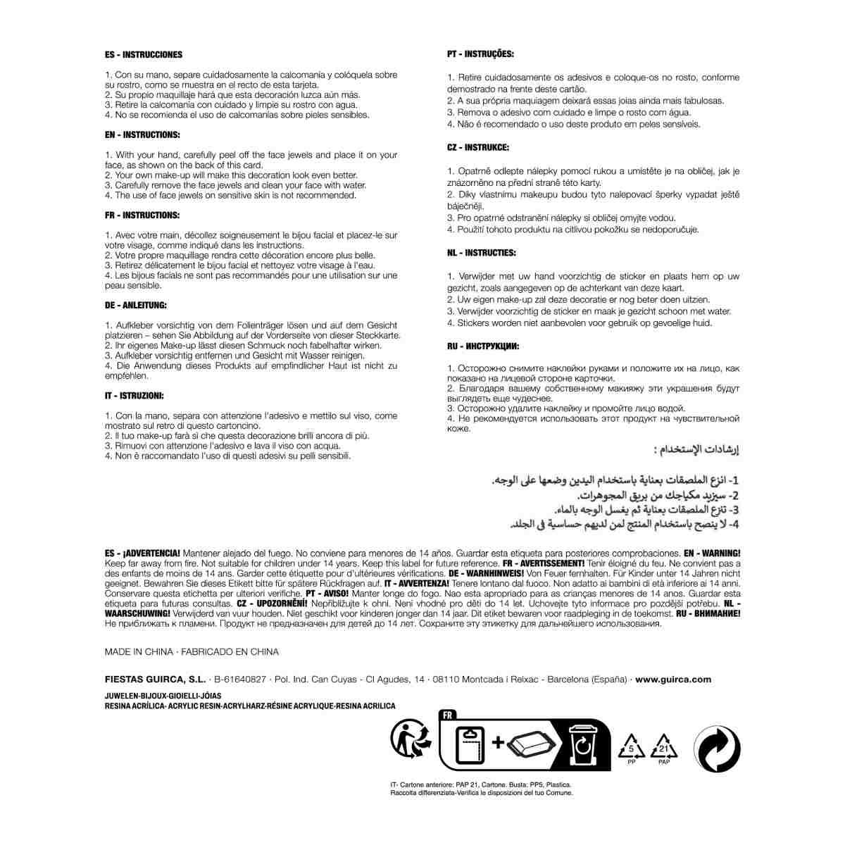 Tatuaggi Viso Rimovibili Gocce Multicolor |_791