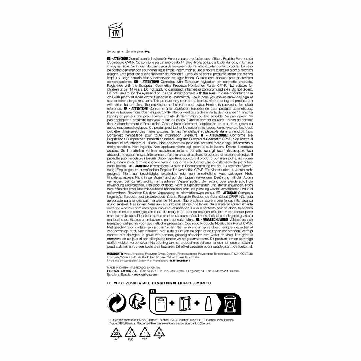 Trucco Gel Glitter Oro gr.20 |_043