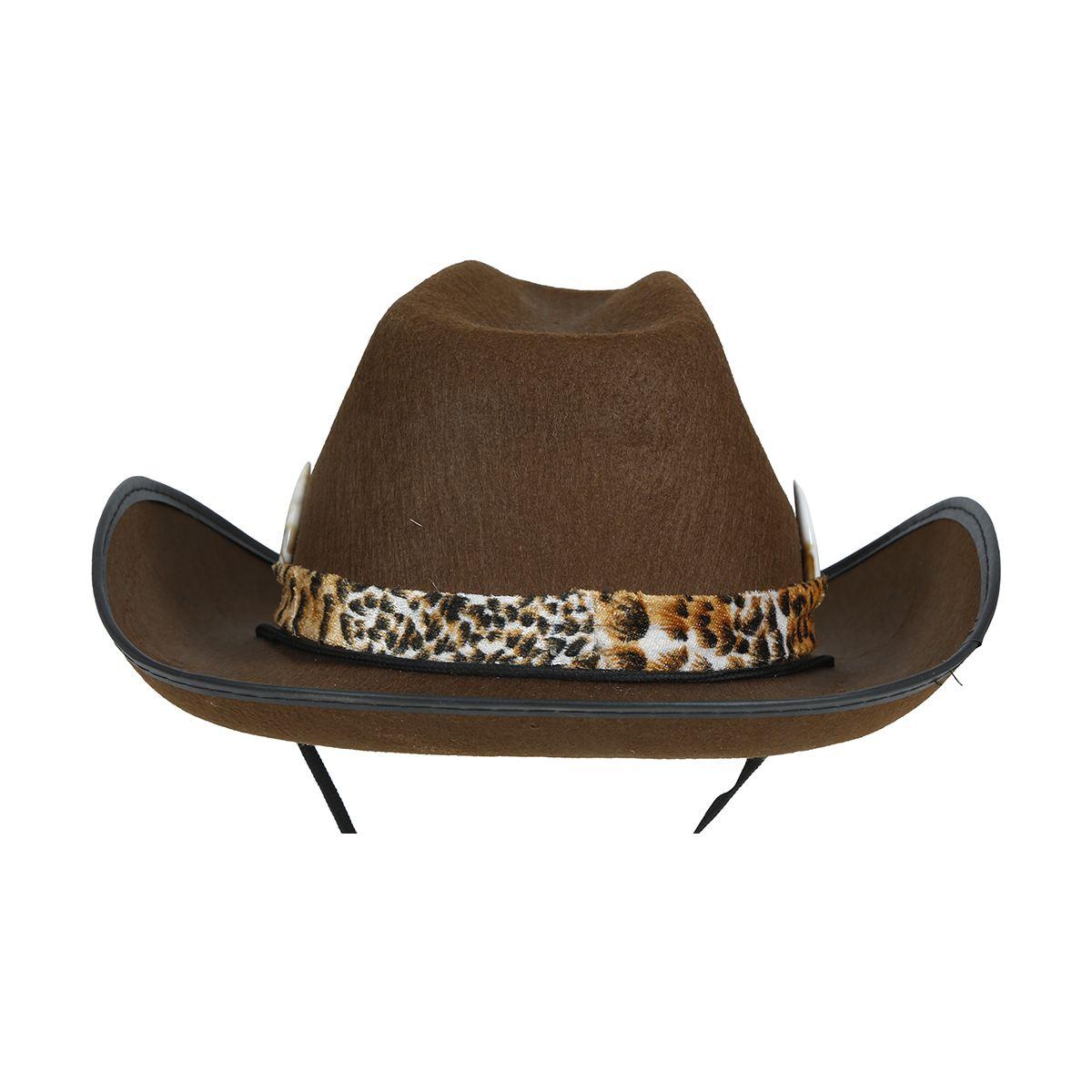 Cappello Cowboy Feltro Marrone con Cordincino e Ossa |_589