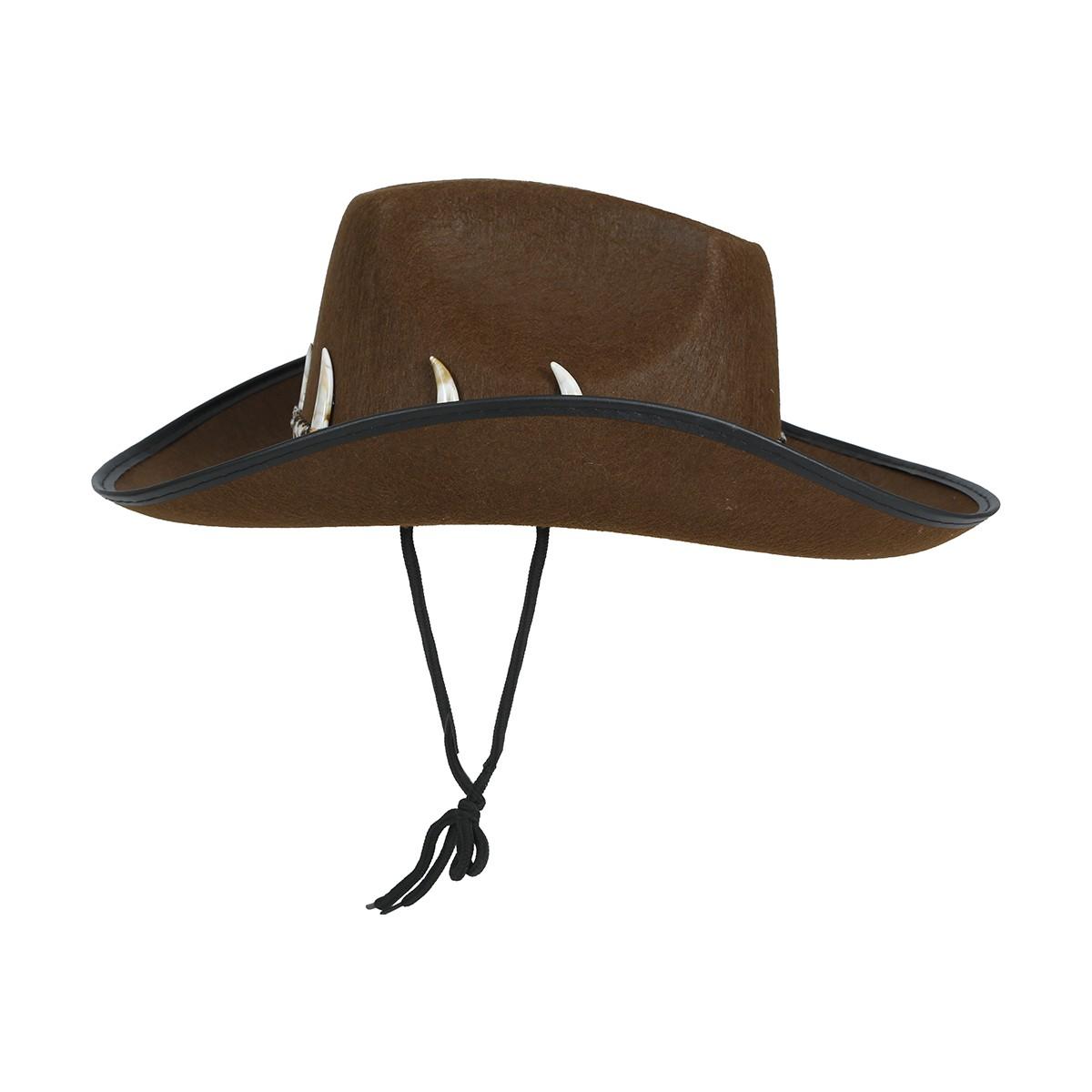 Cappello Cowboy Feltro Marrone con Cordincino e Ossa |_589