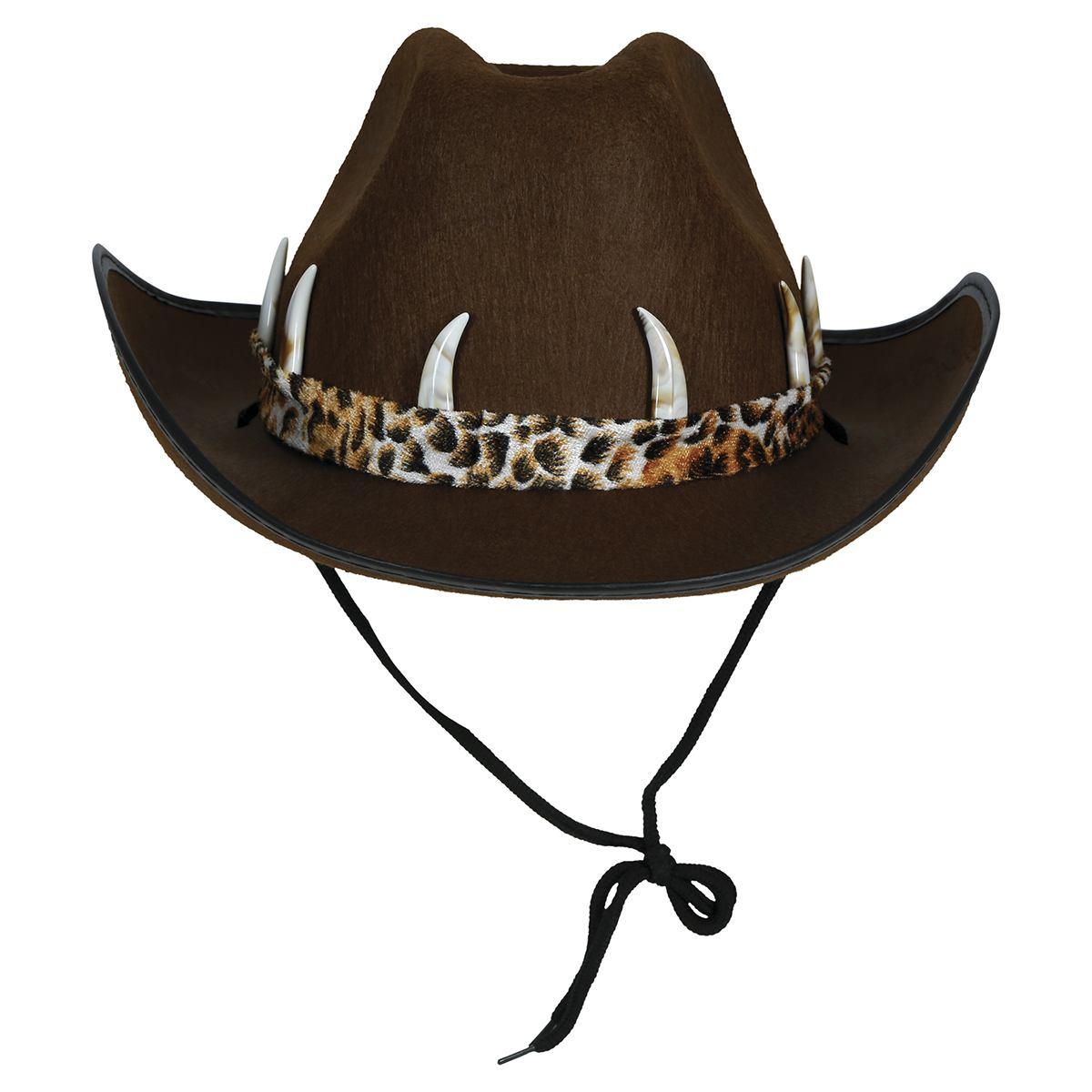 Cappello Cowboy Feltro Marrone con Cordincino e Ossa |_589