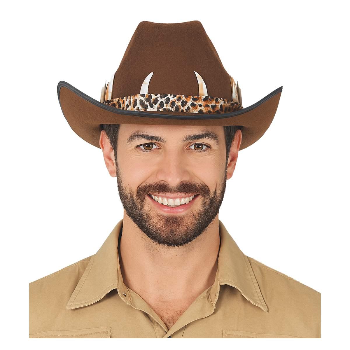 Cappello Cowboy Feltro Marrone con Cordincino e Ossa |_589