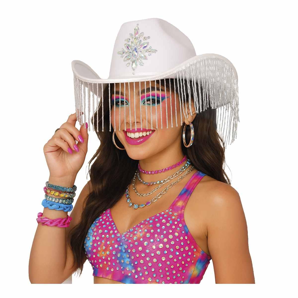 Cappello Cowboy Bianco con Frange |_565