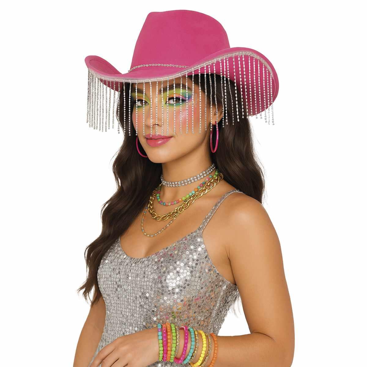Cappello Cowboy Rosa con Frange |_558
