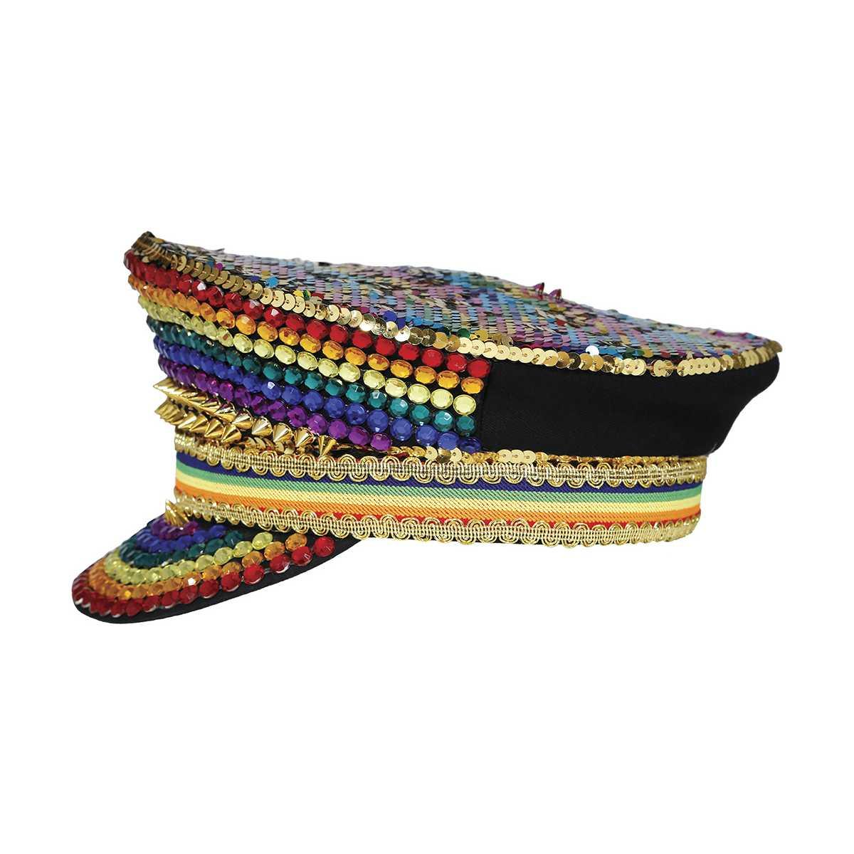 Cappello Multicolor con Strass e Visiera |_918