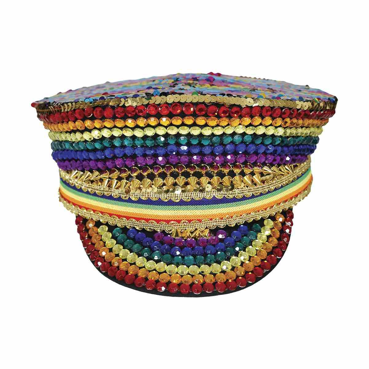 Cappello Multicolor con Strass e Visiera |_918