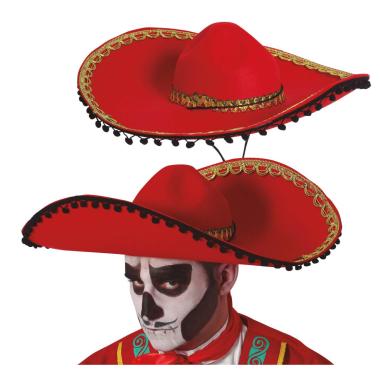 Cappello Sombrero Feltro Rosso  |_886