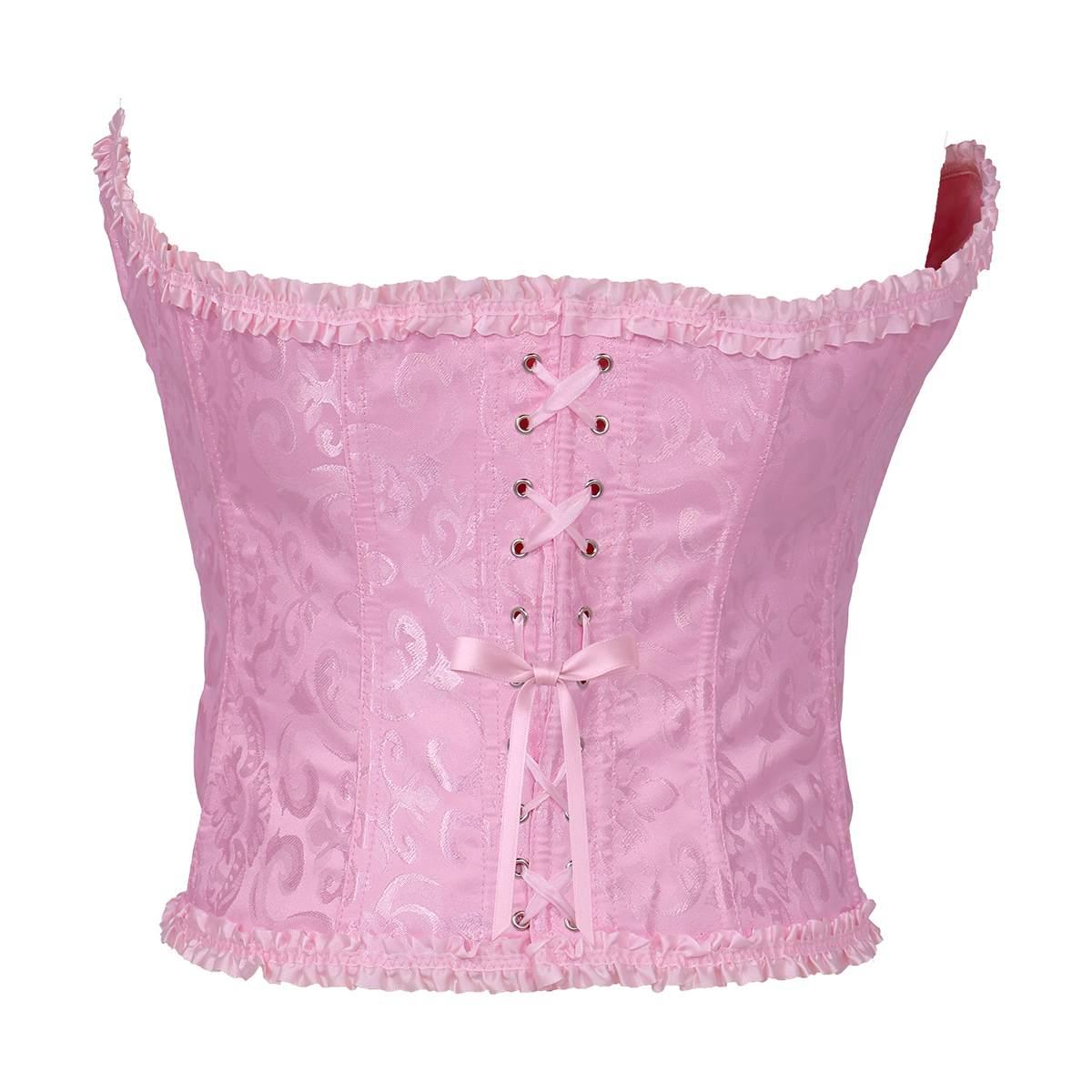 Bustino Corpetto Rosa Ricamato con Lacci |Donna