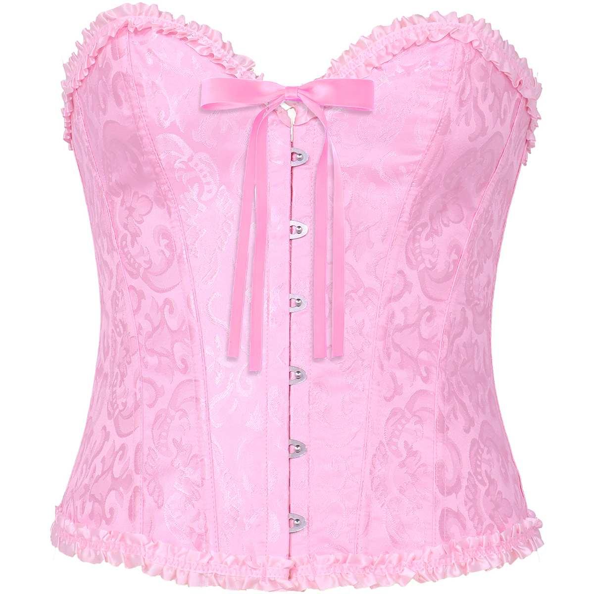 Bustino Corpetto Rosa Ricamato con Lacci |Donna