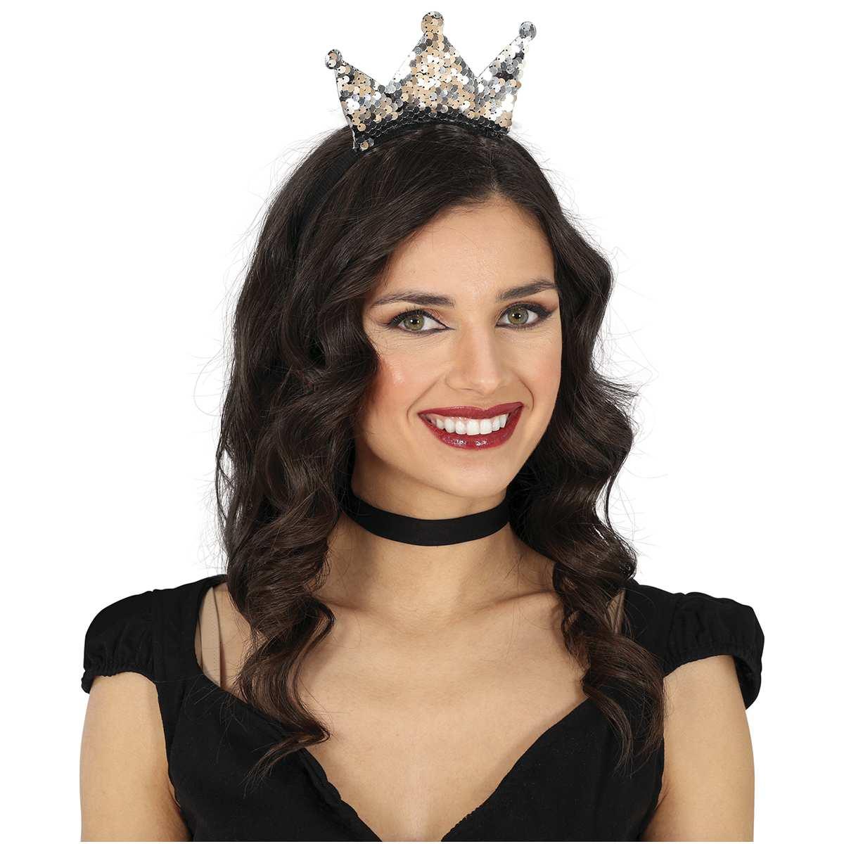 Cerchietto Corona Paillettes Argento |_169