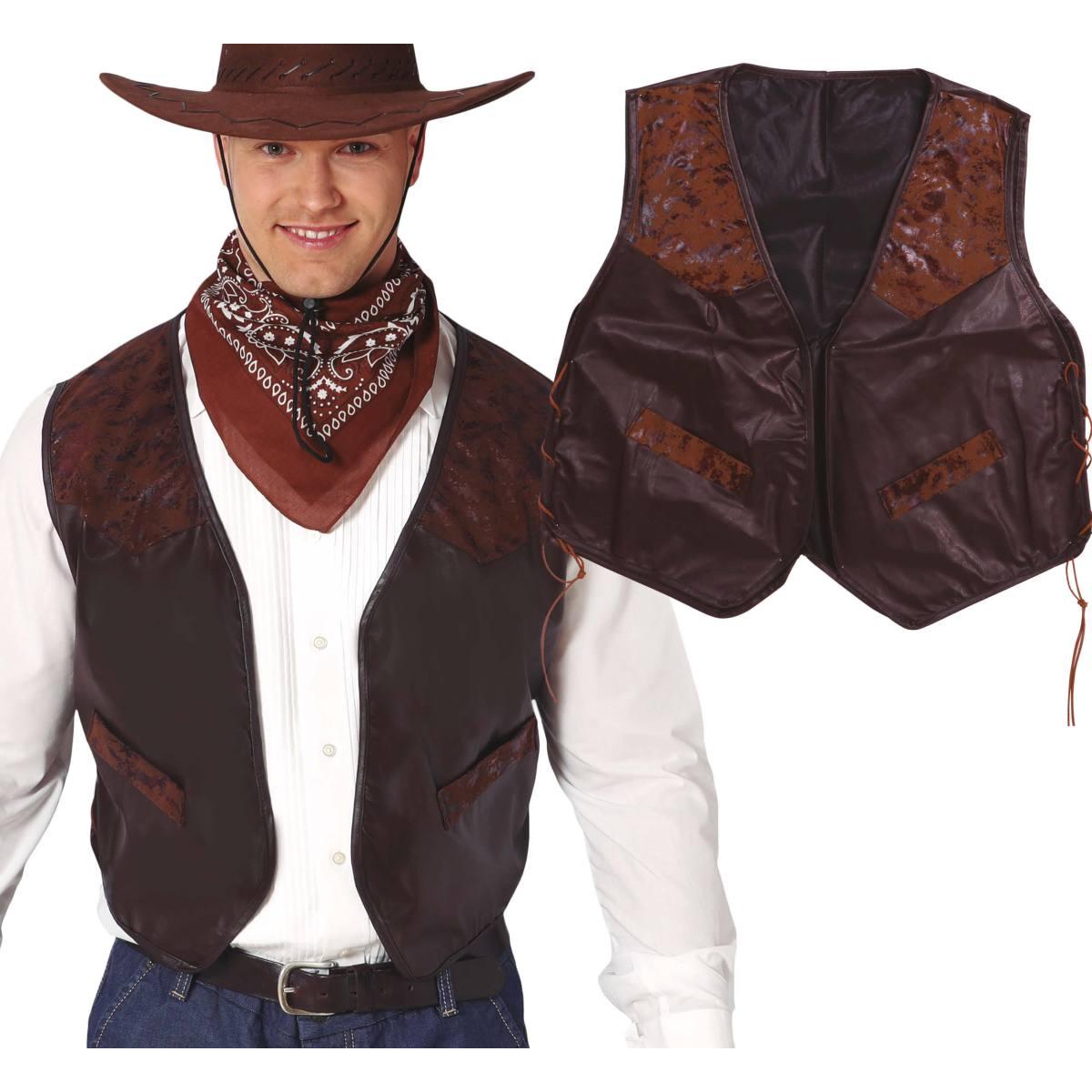 Costume Gilet Cowboy Marrone |Uomo