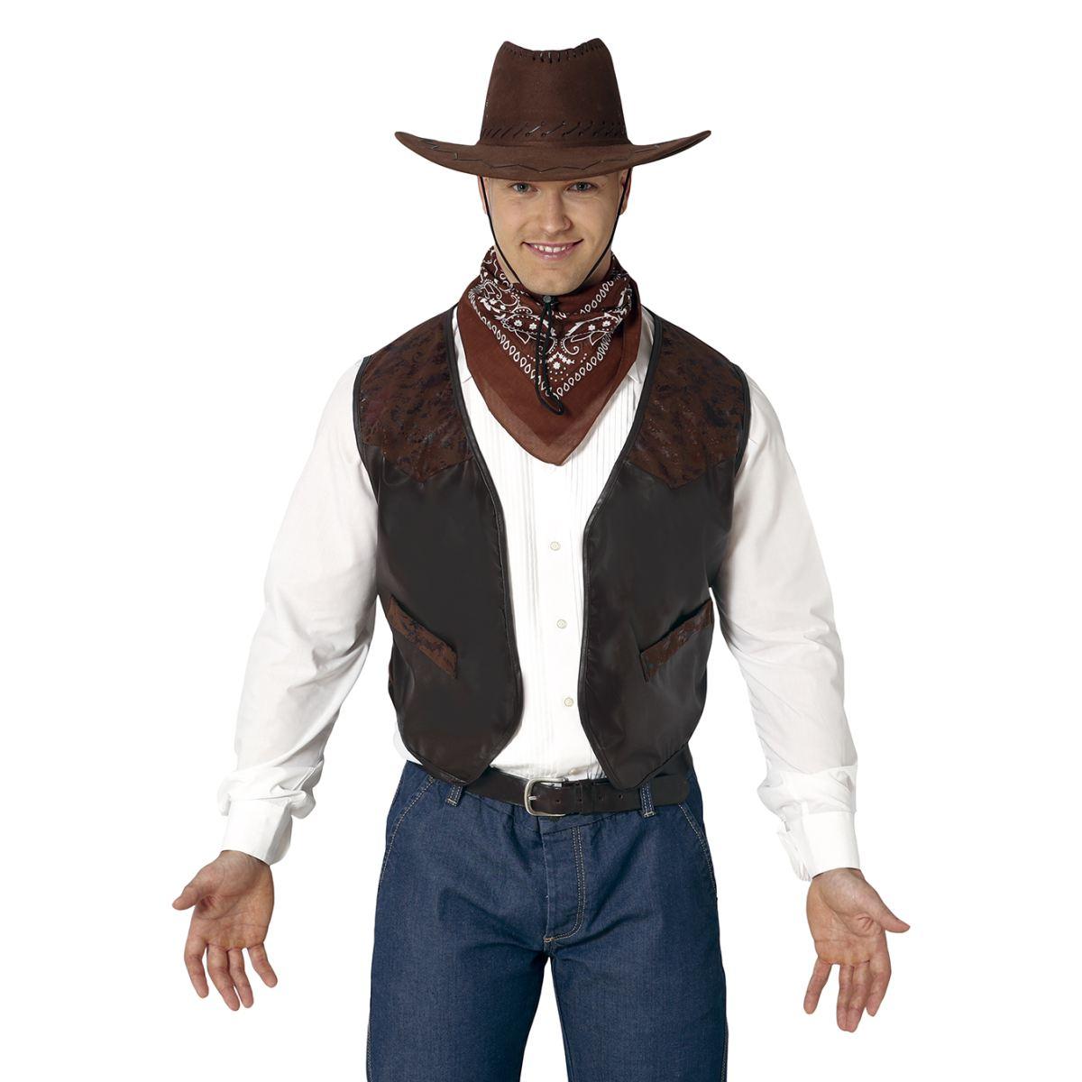 Costume Gilet Cowboy Marrone |Uomo