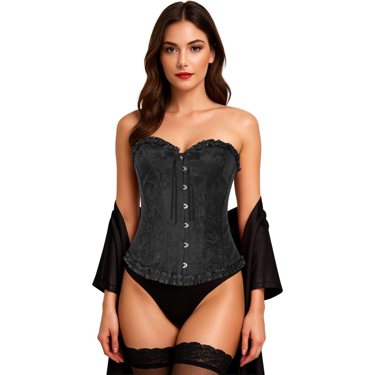 Bustino Corpetto Nero con Ricami |Donna