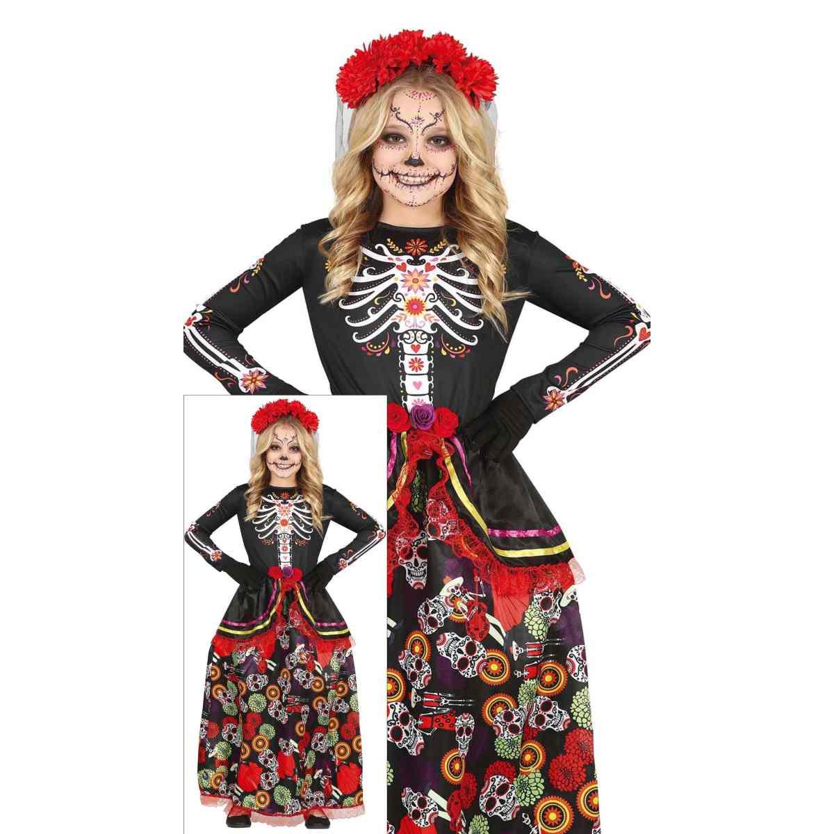 Costume Scheletro Messicano Catrina |Bambina