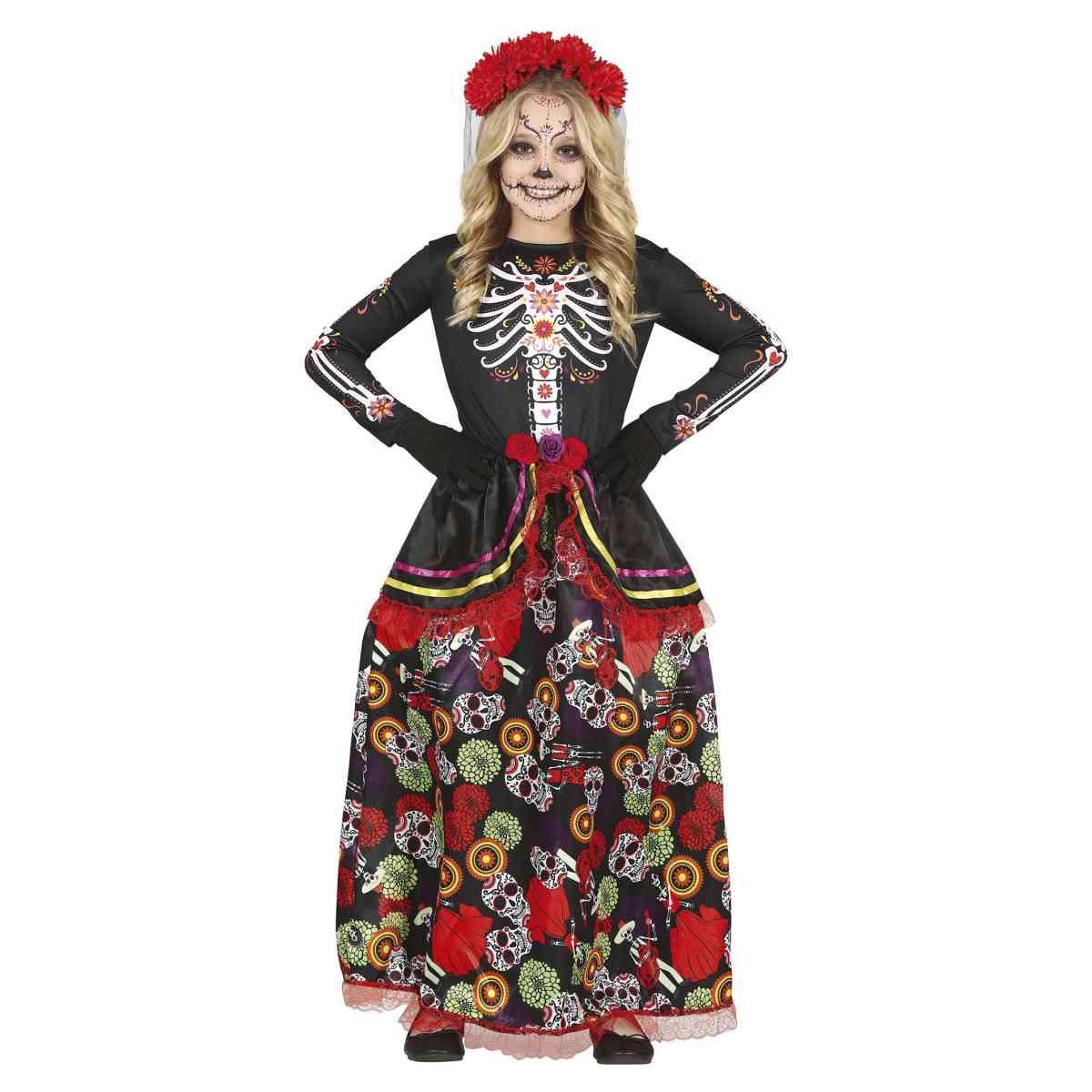 Costume Scheletro Messicano Catrina |Bambina