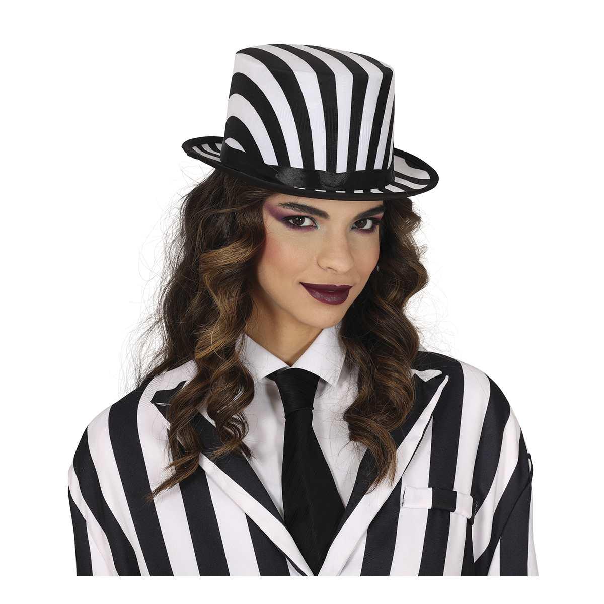 Cappello Cilindro Righe Nero e Bianco |_818