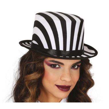 Cappello Cilindro Righe Nero e Bianco |_818