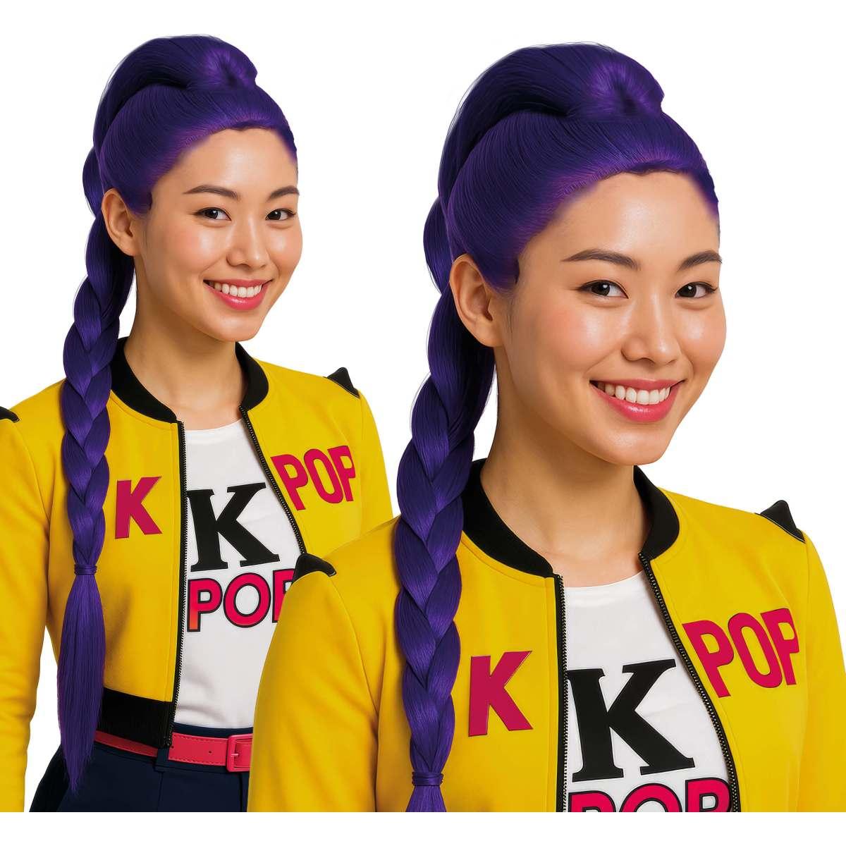 Parrucca Viola Manga K Pop con Treccia |_721