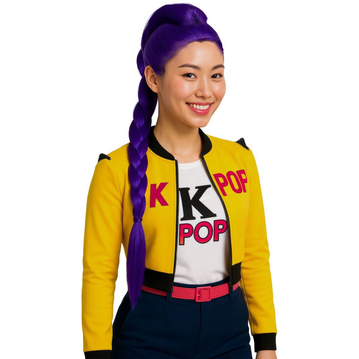 Parrucca Viola Manga K Pop con Treccia |_721